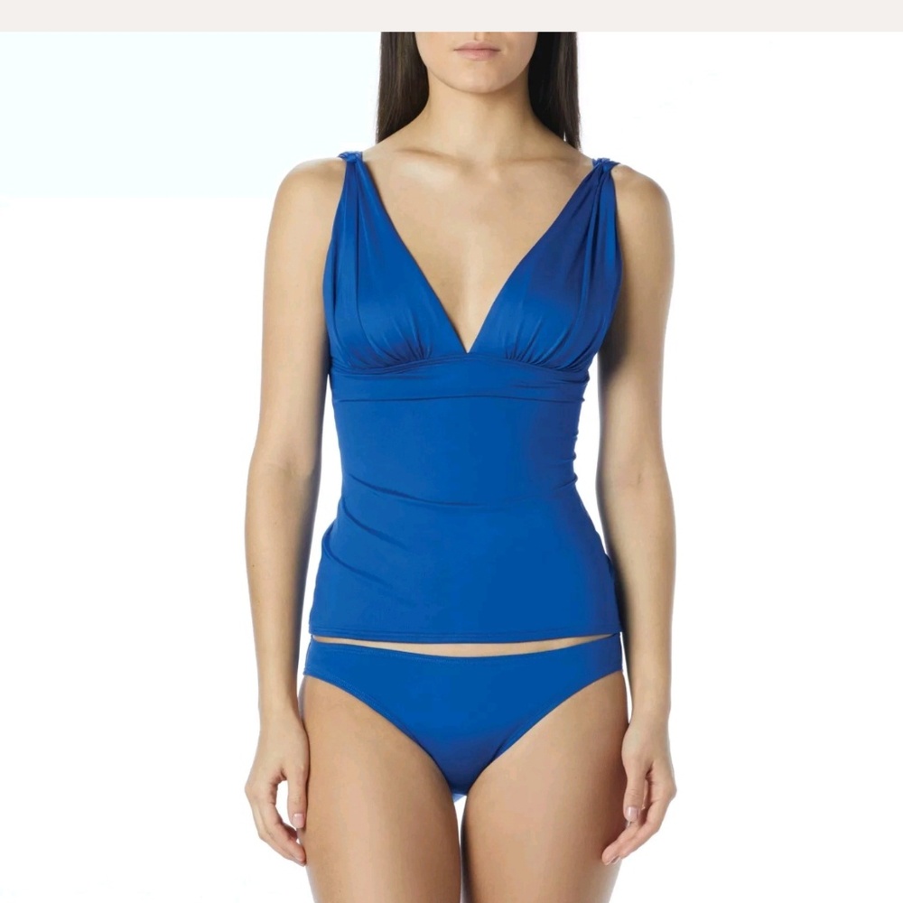 Carmen Marc Valvo Tankini Top Blue